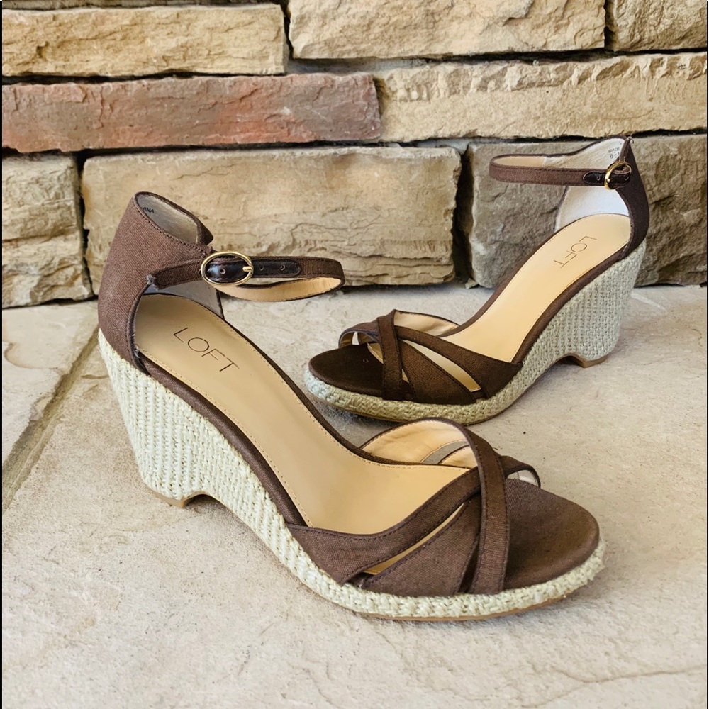 LOFT Brown Wedge Espadrille. Never worn!